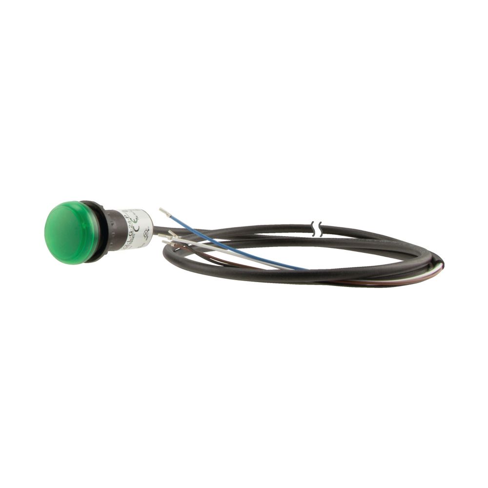 Eaton, C22, Panel Mount Green LED Indicator, 22.5 mm Cutout, Dome, 24V