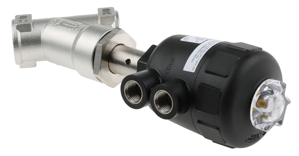 185304 Burkert Angle type Pneumatic Actuated Valve, 16 bar 3/4 in