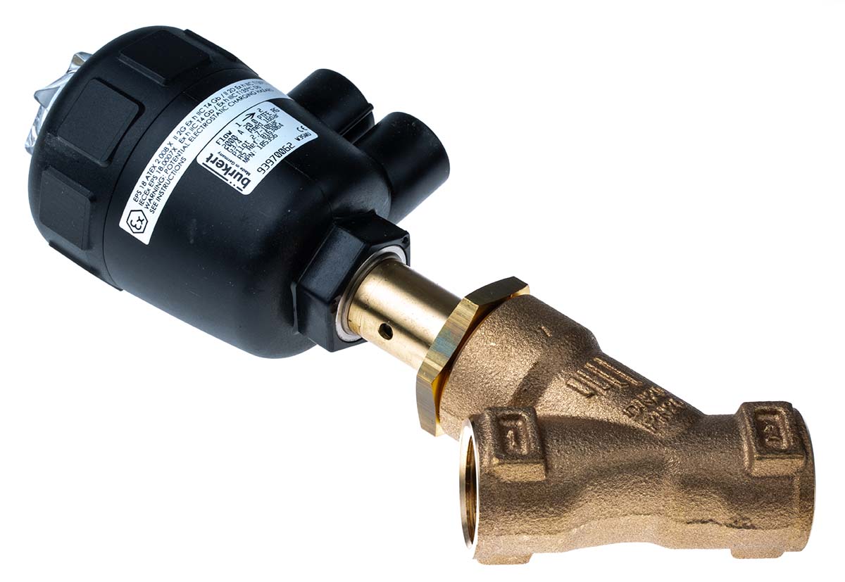 Burkert Angle type Pneumatic Actuated Valve, 16 bar 3/4 in