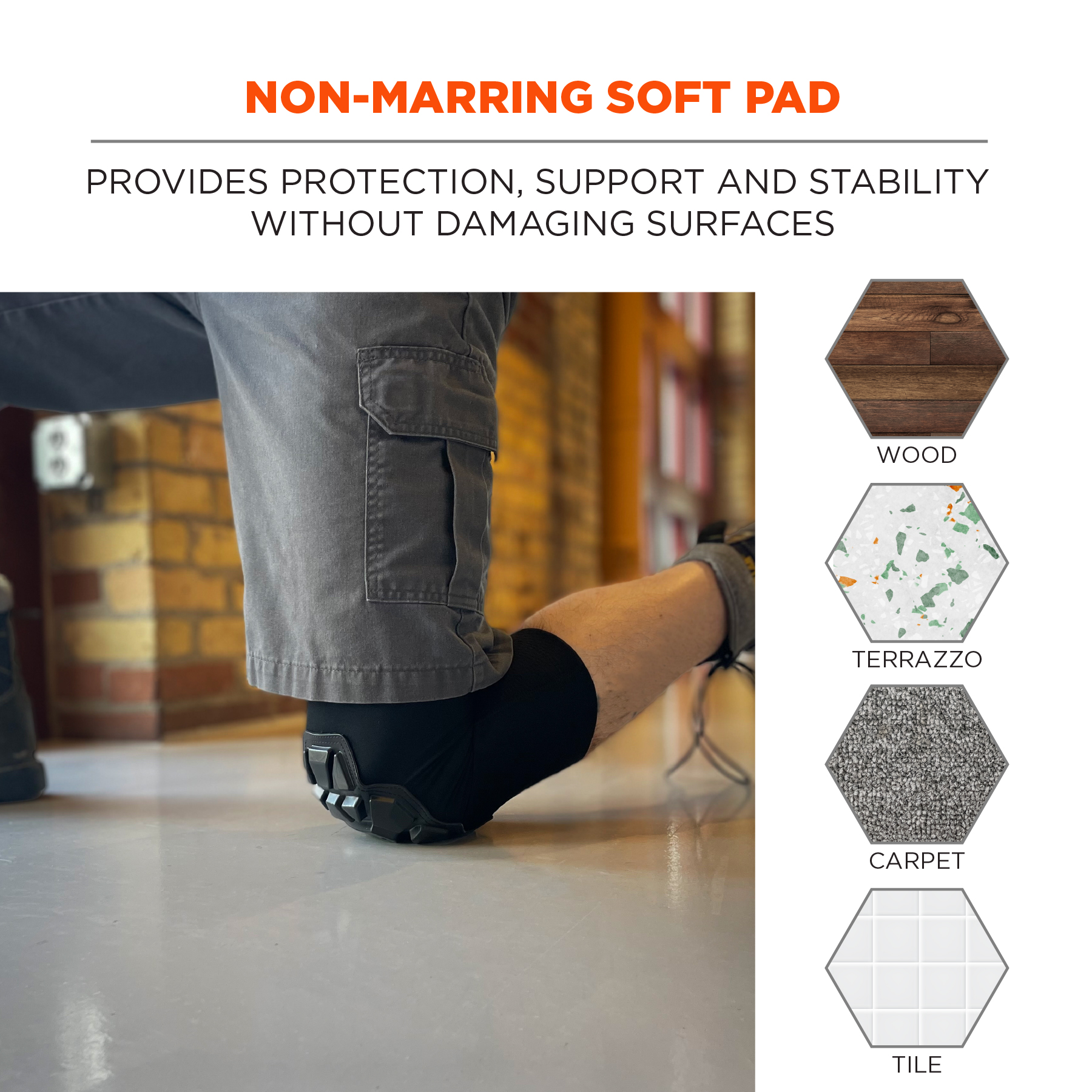 18550 Ergodyne Black Foam Knee Pad Resistant to Slip Resistant