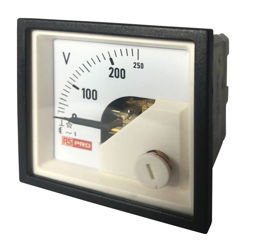 186-2430 RS PRO EQ44 Series Analogue Voltmeter AC, 45 mm, 45 mm