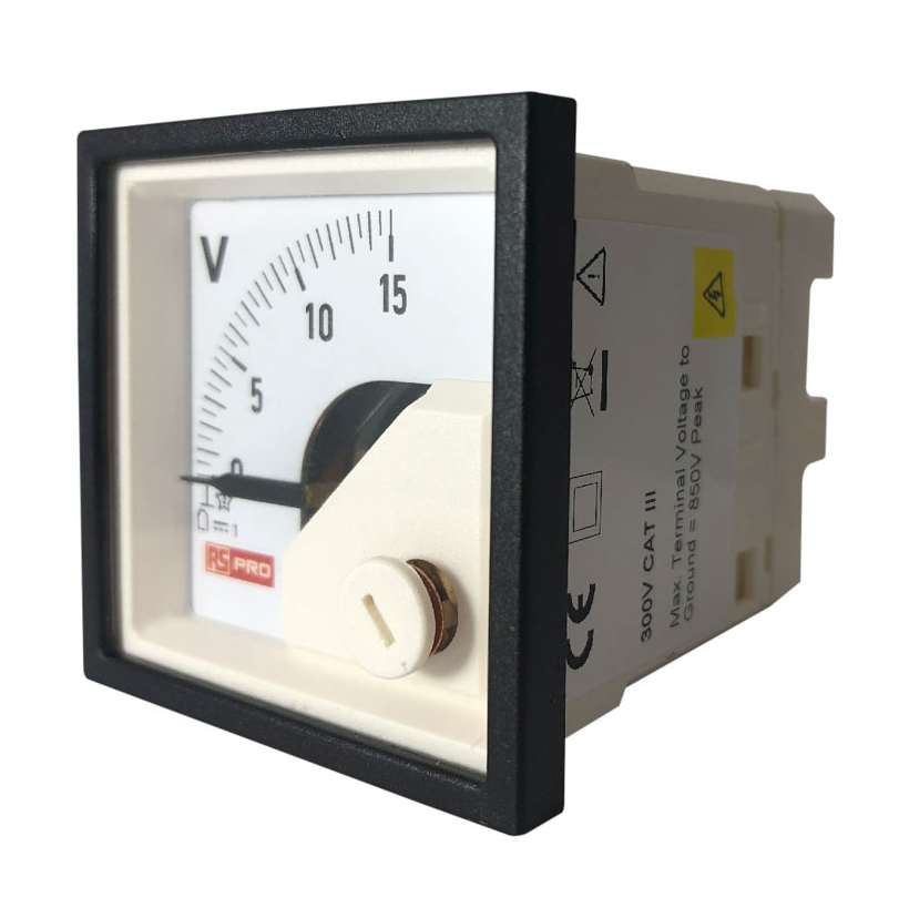 186-2482 RS PRO Analogue Voltmeter DC, 45 mm, 45 mm