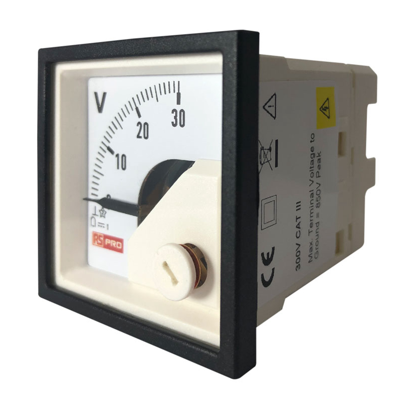 186-2483 RS PRO Analogue Voltmeter DC, 45 mm, 45 mm