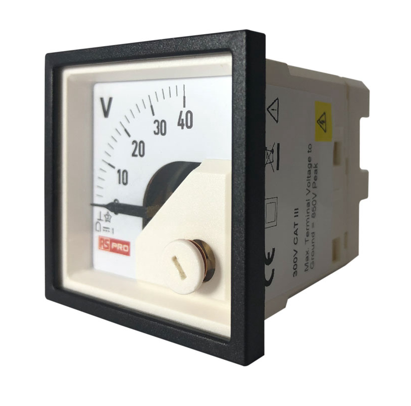 186-2484 RS PRO Analogue Voltmeter DC, 45 mm, 45 mm