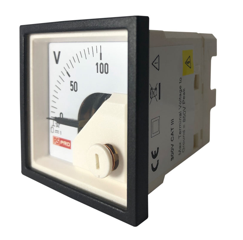 186-2485 RS PRO Analogue Voltmeter DC, 45 mm, 45 mm