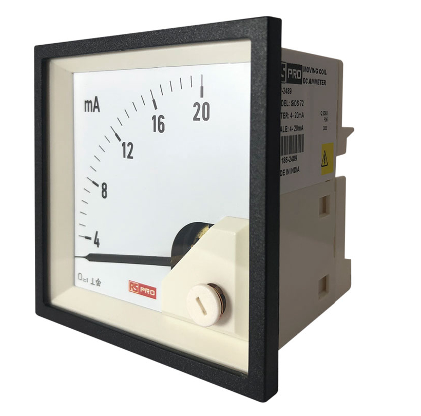 186-2489 RS PRO RS PRO Analogue Panel Ammeter 100 A DC, 68 mm x 68 mm, 1 % Moving Coil