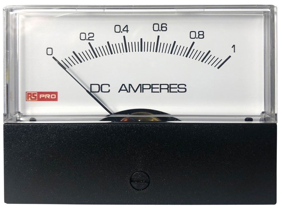 RS PRO Analogue Panel Ammeter DC, 76 mm x 74 mm, ±1.5 % High Torque Pivot and Jewel Moving Coil and Moving Iron