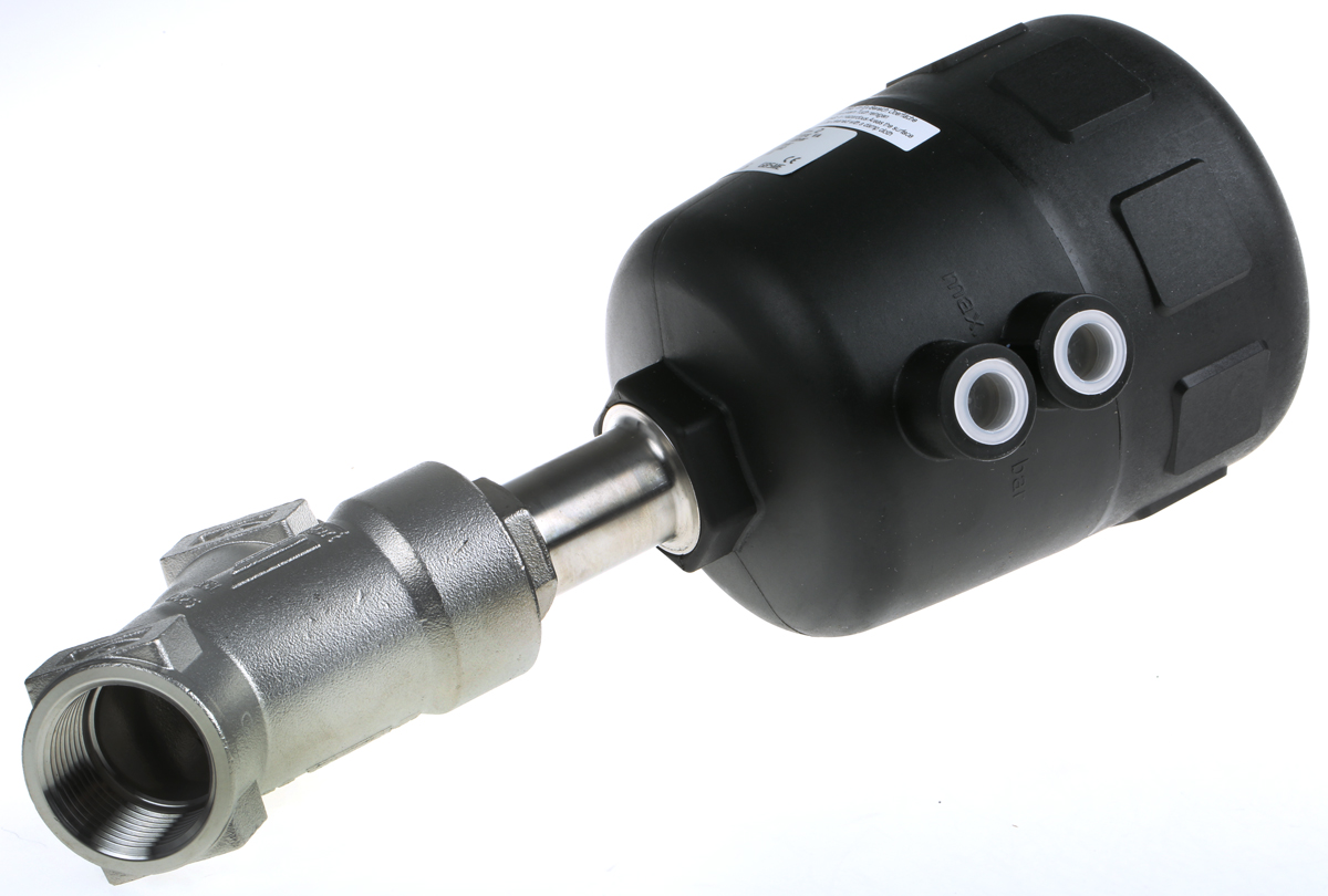 Burkert Angle type Pneumatic Actuated Valve, 16 bar 1 in