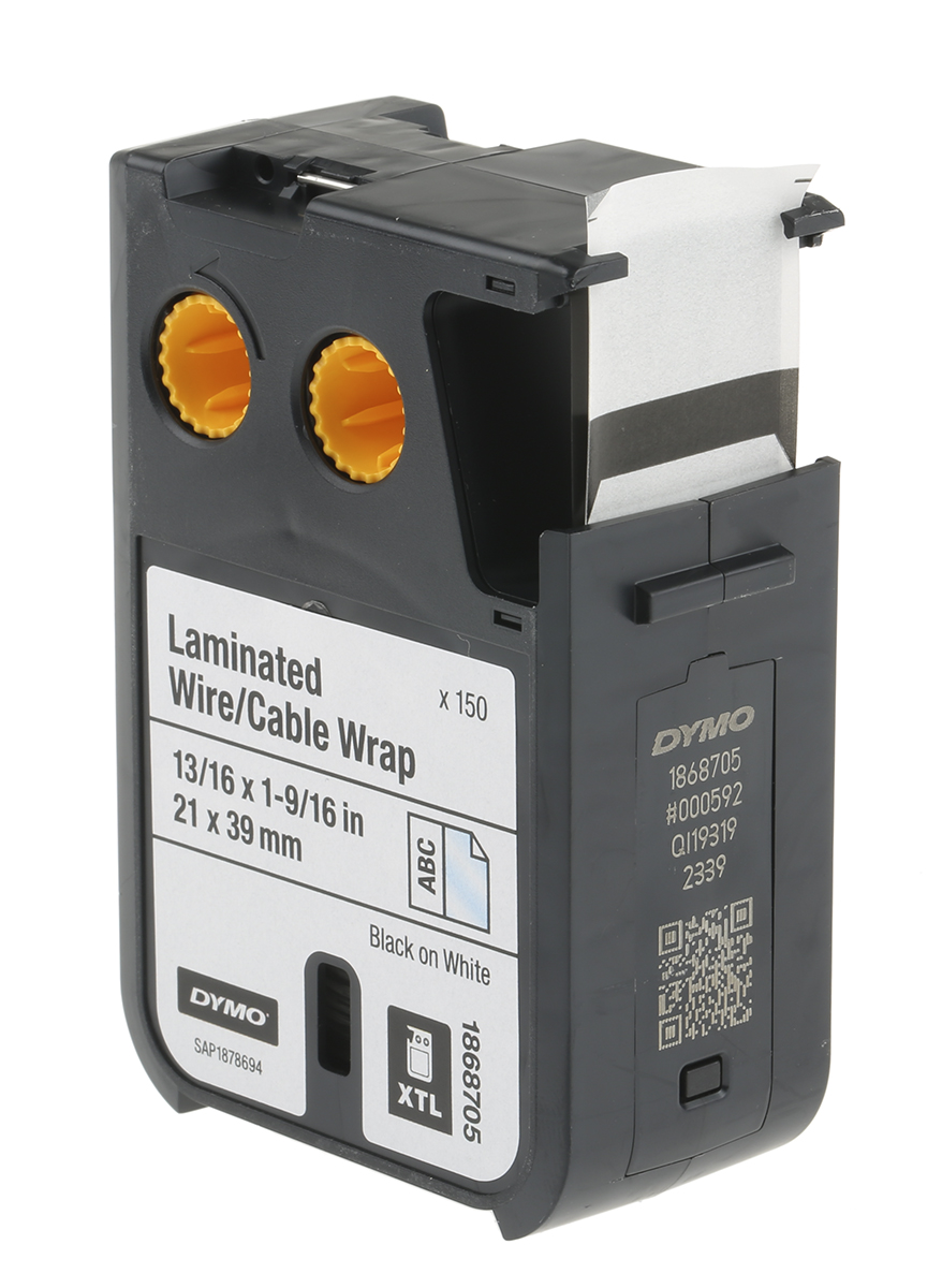 Dymo XTL Black on White Label Printer Tape, 39 mm Length, 21 mm Width, 5.5 m Label Length