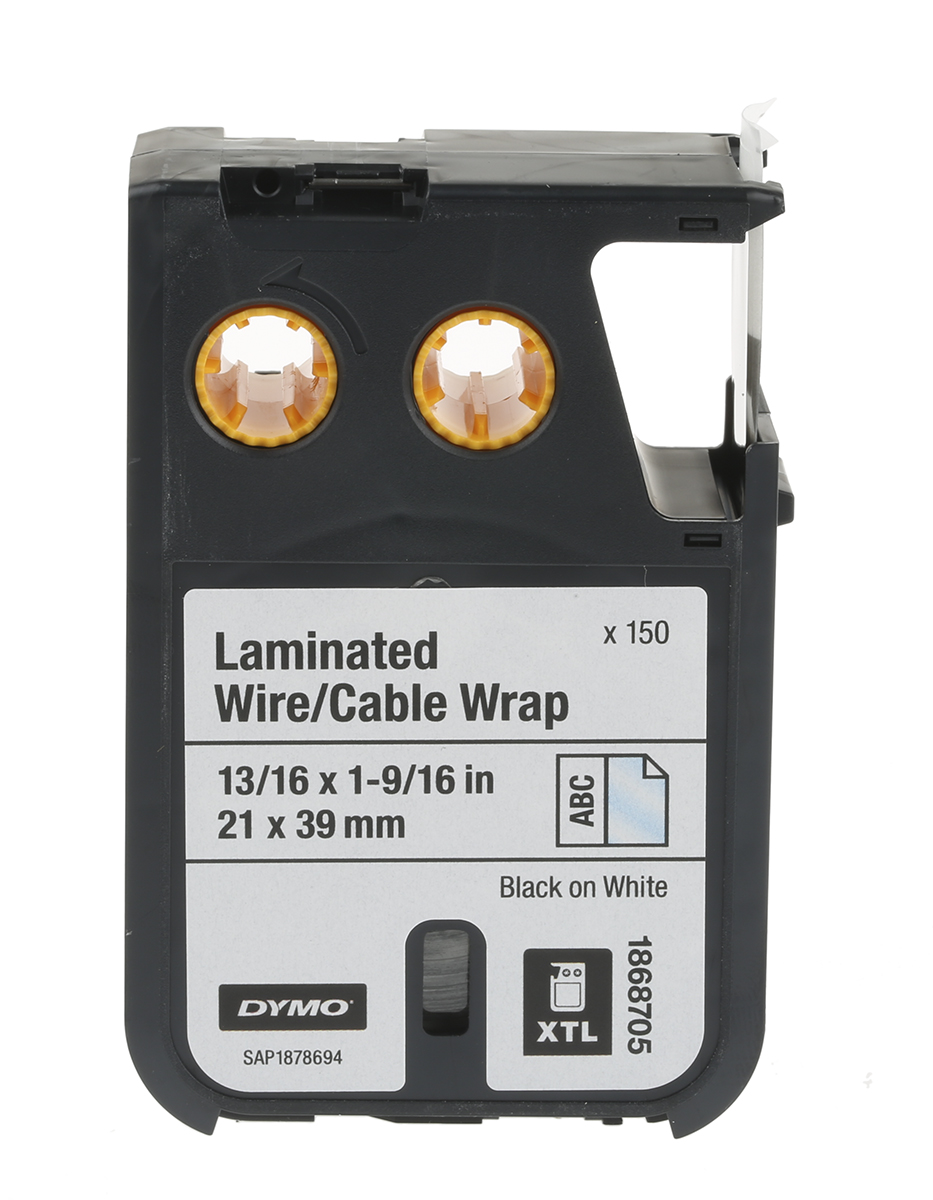 1868705 Dymo XTL Black on White Label Printer Tape, 39 mm Length, 21 mm Width, 5.5 m Label Length