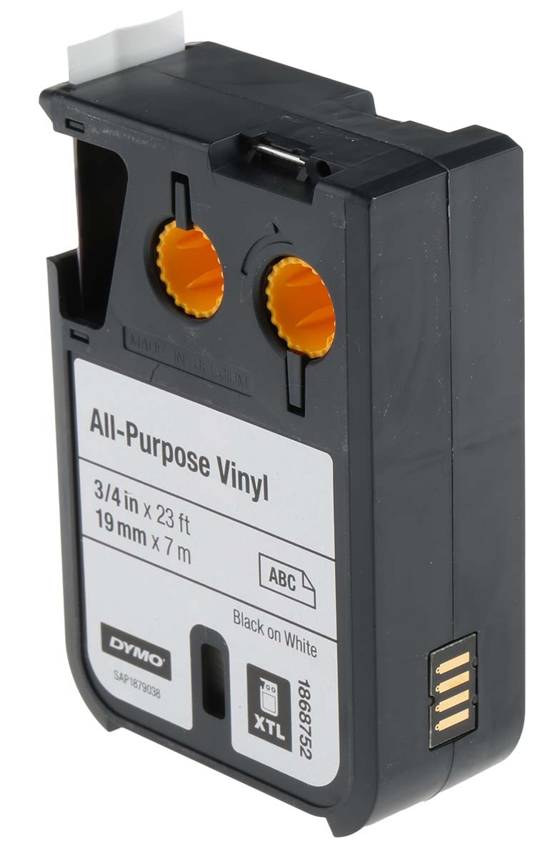 1868752 Dymo XTL Black on White Label Printer Tape, 7 m Length, 19 mm Width, 5.5 m Label Length