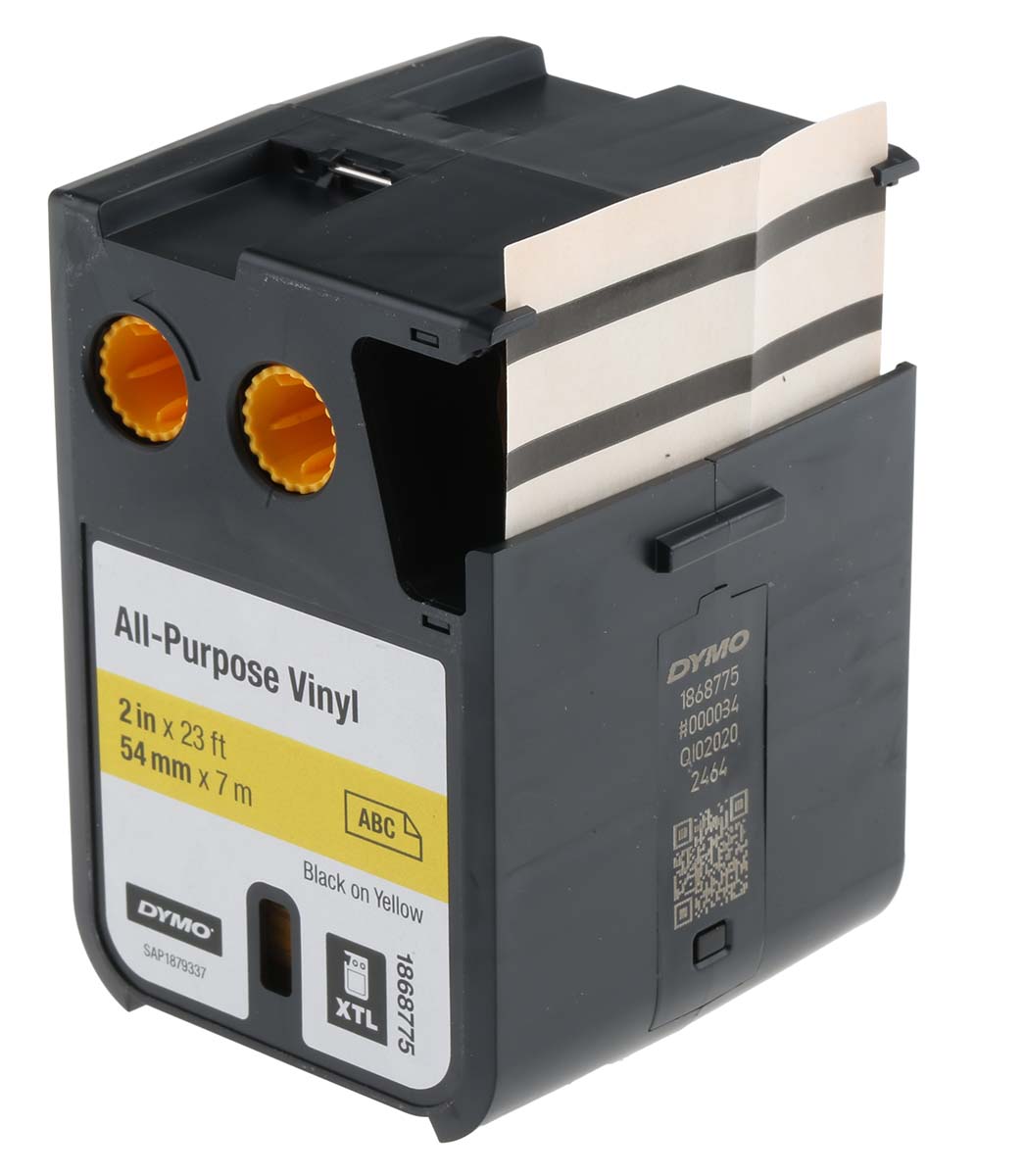 Dymo XTL Black on Yellow Label Printer Tape, 7 m Length, 54 mm Width, 5.5 m Label Length