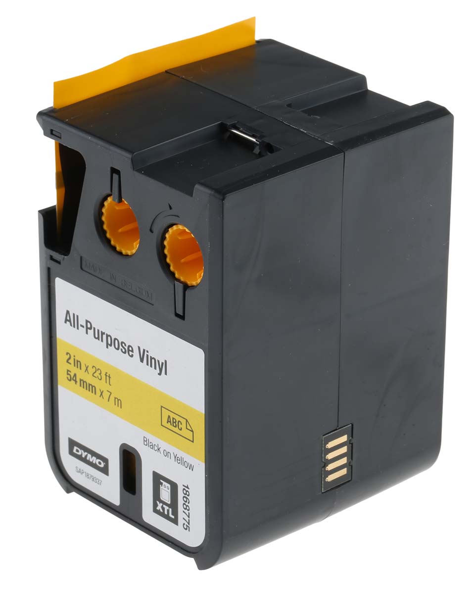 1868775 Dymo XTL Black on Yellow Label Printer Tape, 7 m Length, 54 mm Width, 5.5 m Label Length