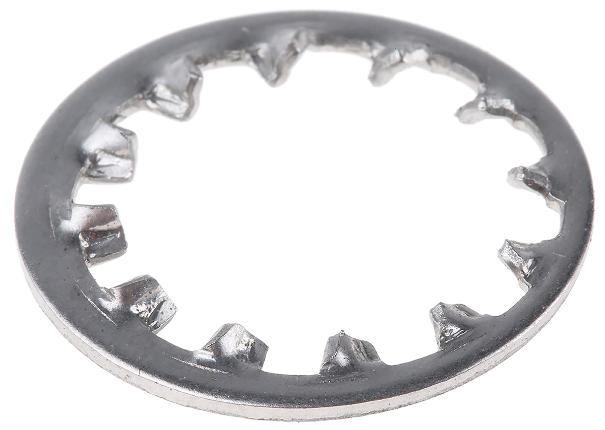 RS PRO Stainless Steel Plain Internal Tooth Shakeproof Washer, M12, DIN 6797J
