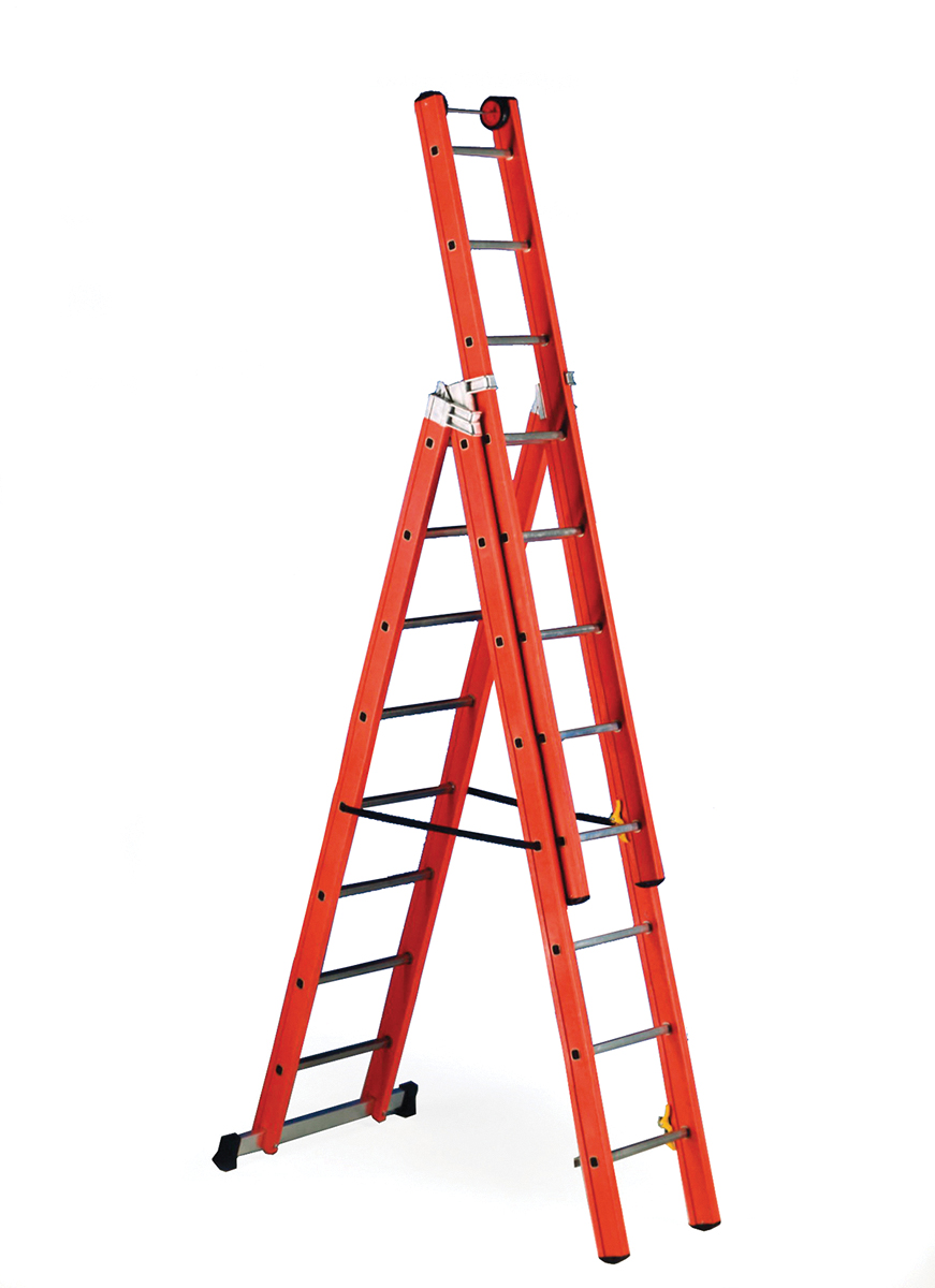 RS PRO Fibreglass 8 steps Step Ladder, 2.3m platform height, 5.47 m open length
