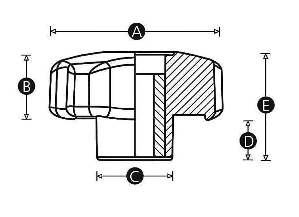 188-3464 RS PRO Black Polypropylene Multiple Lobes Clamping Knob, Threaded Through Hole