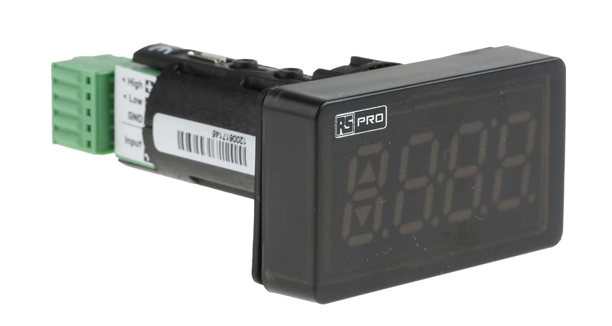 188-3472 RS PRO Digital Ammeter 20 mA, 29.5 mm x 51.5 mm, 0.15 %