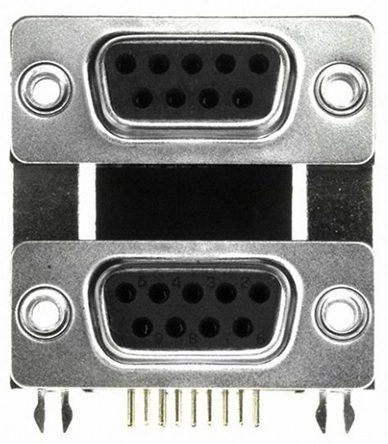 Norcomp 189 9 Right Angle 9 2.769 mm Pitch PCB D-Sub Connector, with 4 to 40 Insert