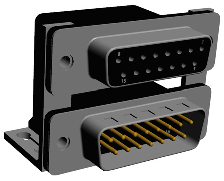 Norcomp 189 15 Right Angle 15 2.769 mm Pitch PCB D-Sub Connector, with 4 to 40 Insert