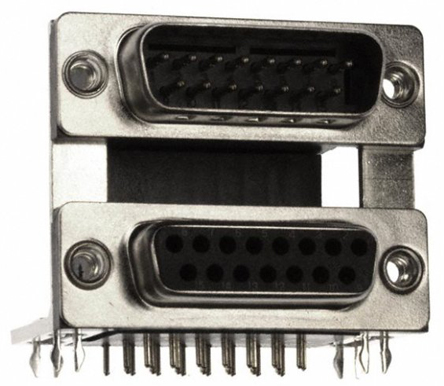 Norcomp 189 15 Right Angle 15 2.769 mm Pitch PCB D-Sub Connector, with 4 to 40 Insert
