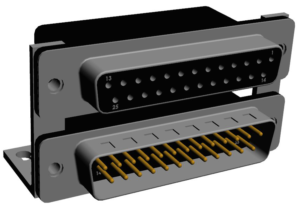Norcomp 189 25 Right Angle 25 2.769 mm Pitch PCB D-Sub Connector, with 4 to 40 Insert
