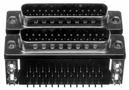 Norcomp 189 25 Right Angle 25 2.769 mm Pitch PCB D-Sub Connector, with 4 to 40 Insert