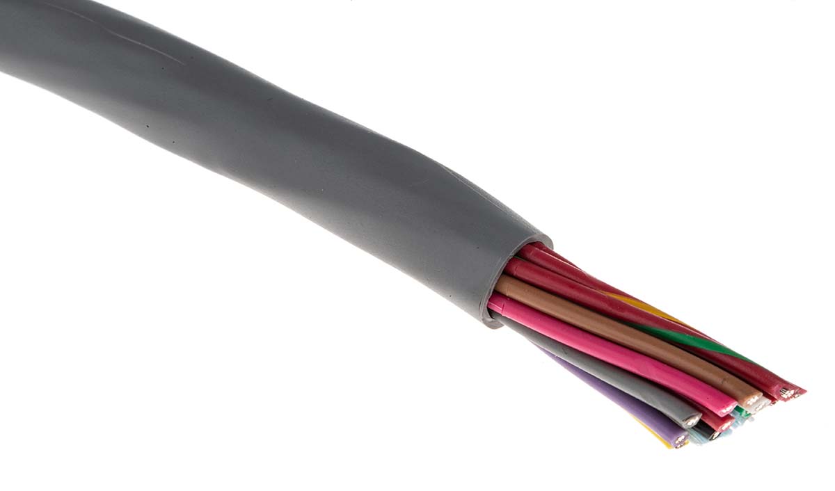 Alpha Wire Alpha Essentials Communication & Control Control Cable, 15 Cores, 0.56mm² 20 AWG, Unscreened, 30 m, Grey