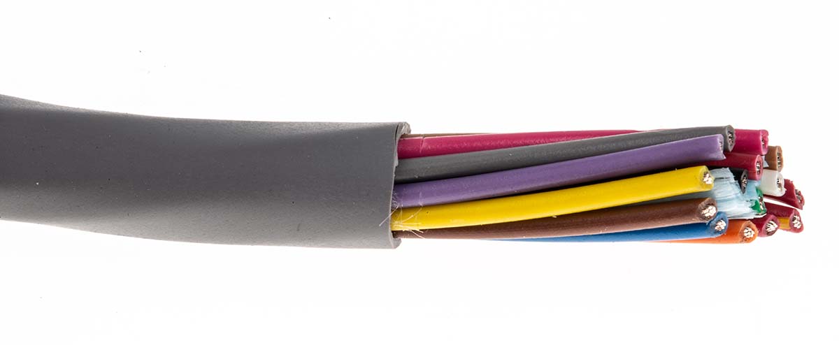 189615c-sl005 Alpha Wire Alpha Essentials Communication & Control Control Cable, 15 Cores, 0.56mm² 20 AWG, Unscreened, 30 m, Grey