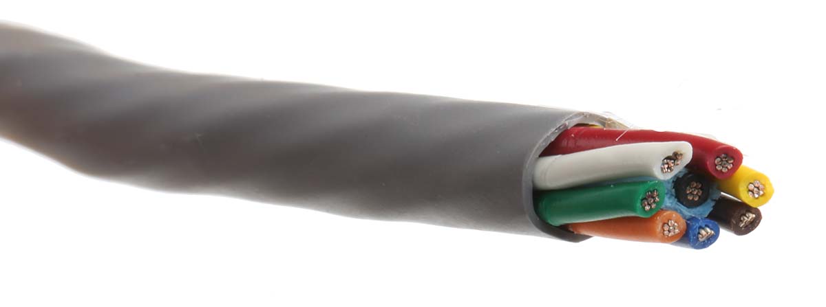 Alpha Wire Alpha Essentials Communication & Control Control Cable, 8 Cores, 0.56mm² 20 AWG, Unscreened, 30 m, Grey