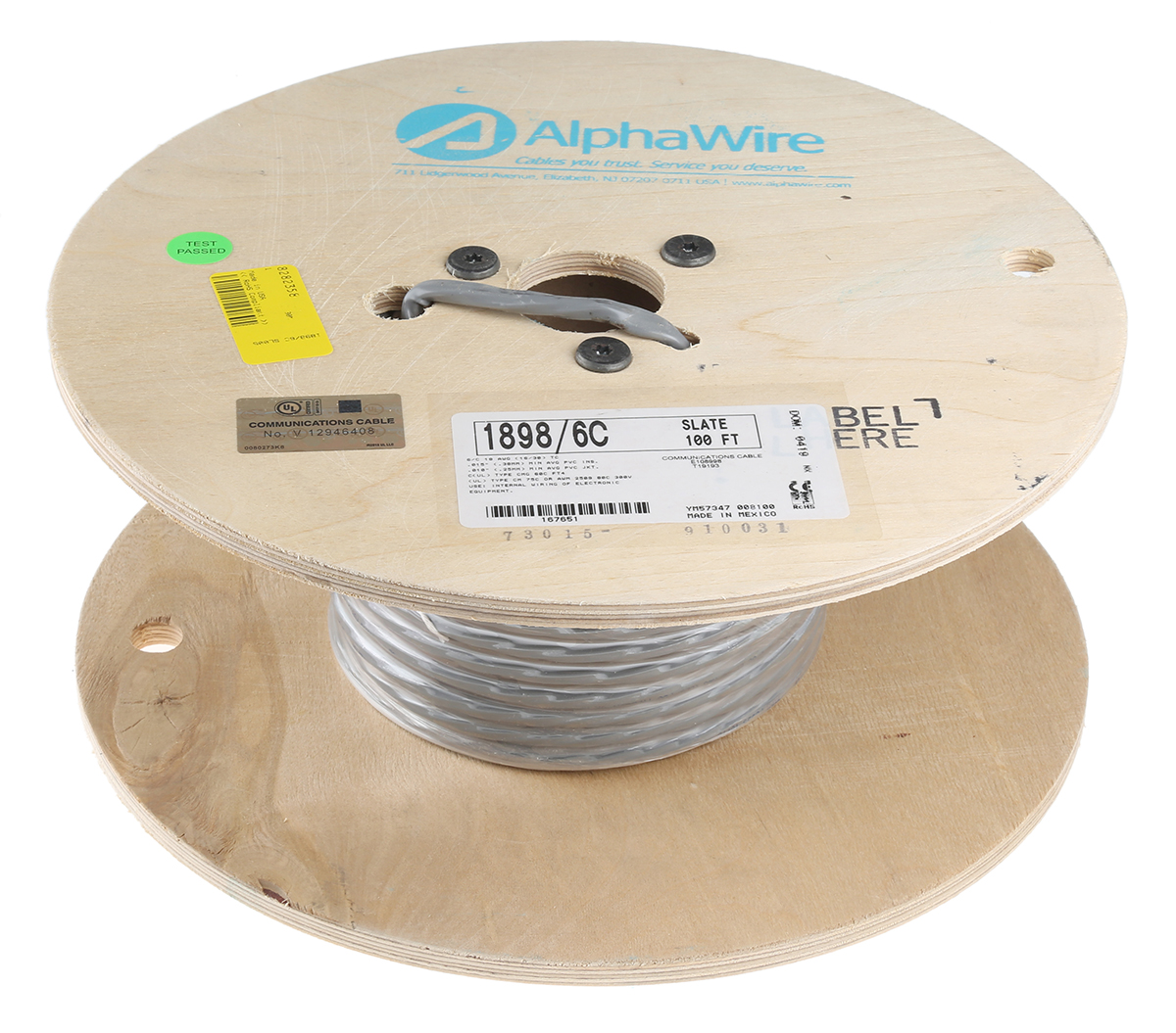 18986c-sl005 Alpha Wire Alpha Essentials Communication & Control Control Cable, 6 Cores, 0.81mm² 18 AWG, Unscreened, 30 m, Grey