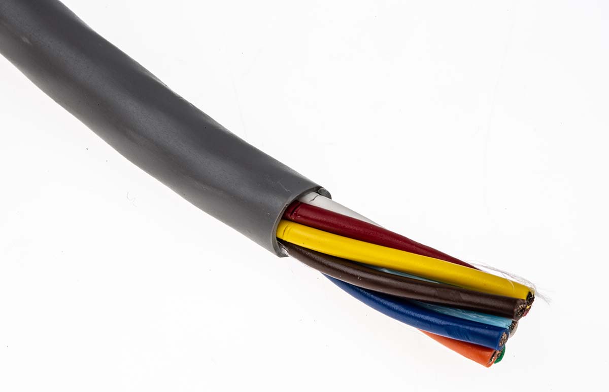 Alpha Wire Alpha Essentials Communication & Control Control Cable, 8 Cores, 0.81mm² 18 AWG, Unscreened, 30 m, Grey