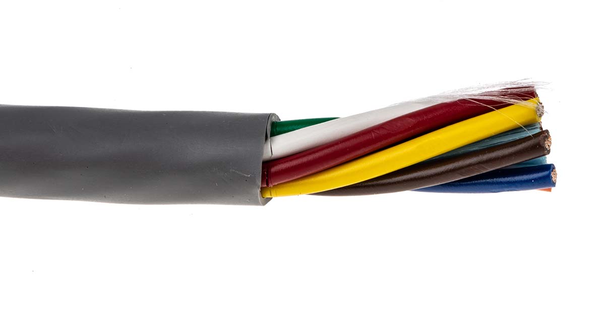 18988c-sl005 Alpha Wire Alpha Essentials Communication & Control Control Cable, 8 Cores, 0.81mm² 18 AWG, Unscreened, 30 m, Grey