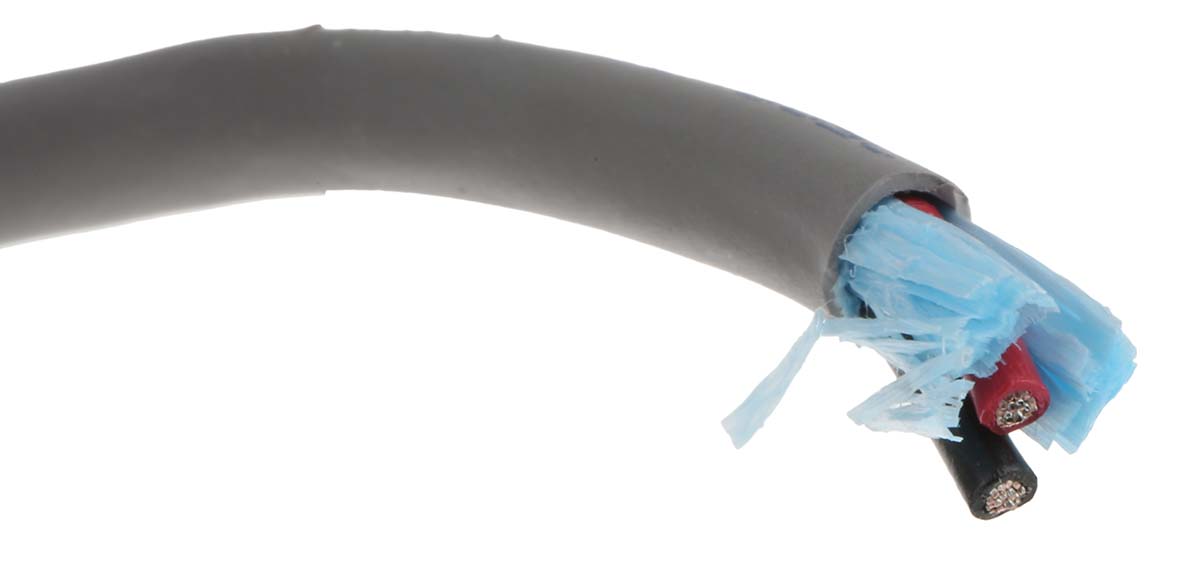 Alpha Wire Alpha Essentials Communication & Control Multi-Core Industrial Cable, 2 Cores, 1.32mm² 16 AWG, Unscreened, 30