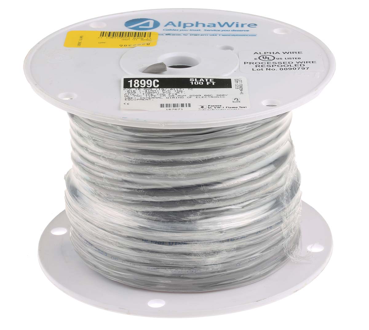 1899c-sl005 Alpha Wire Alpha Essentials Communication & Control Multi-Core Industrial Cable, 2 Cores, 1.32mm² 16 AWG, Unscreened, 30