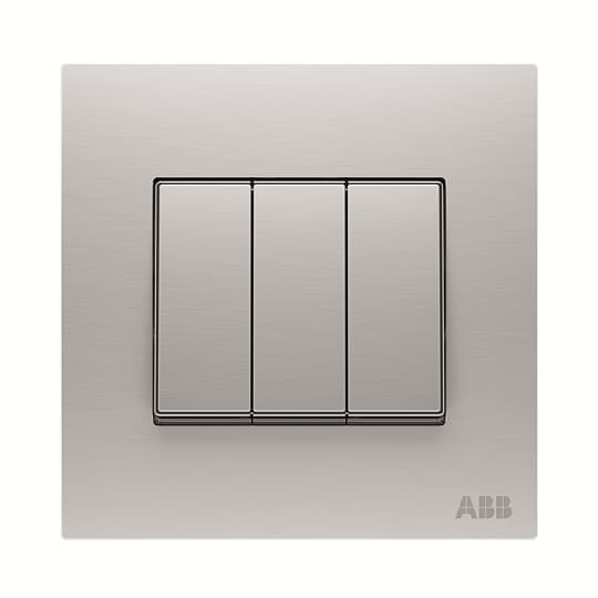 ABB Silver Rocker Light Switch, 2 Way, 3 Gang, Millenium