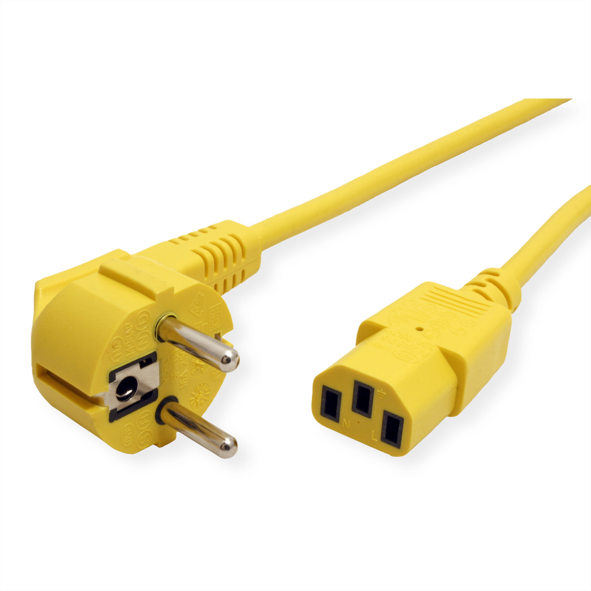 Roline Straight to Straight Power Cable, 1.8 m Yellow
