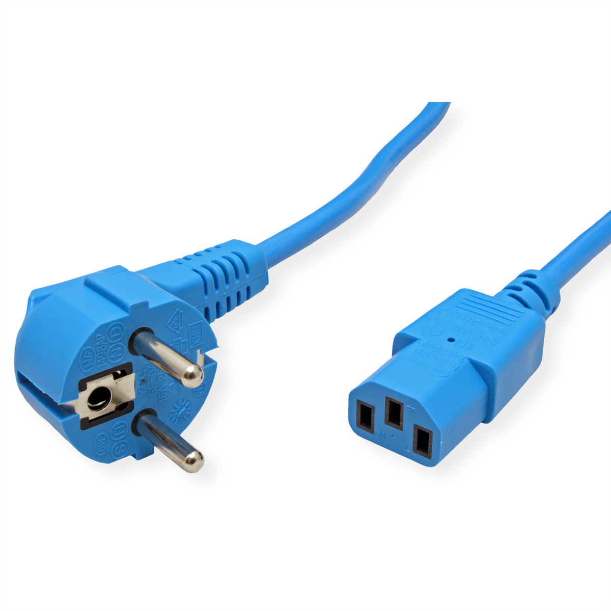 Roline Straight to Straight Power Cable, 1.8 m Blue