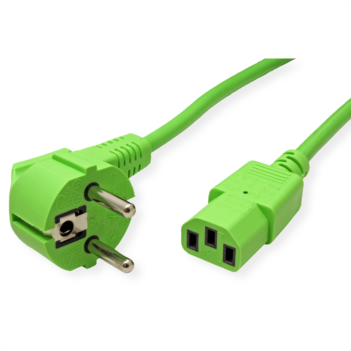 Roline CEE 7/7, Straight to Straight Power Cable, 1.8 m Green