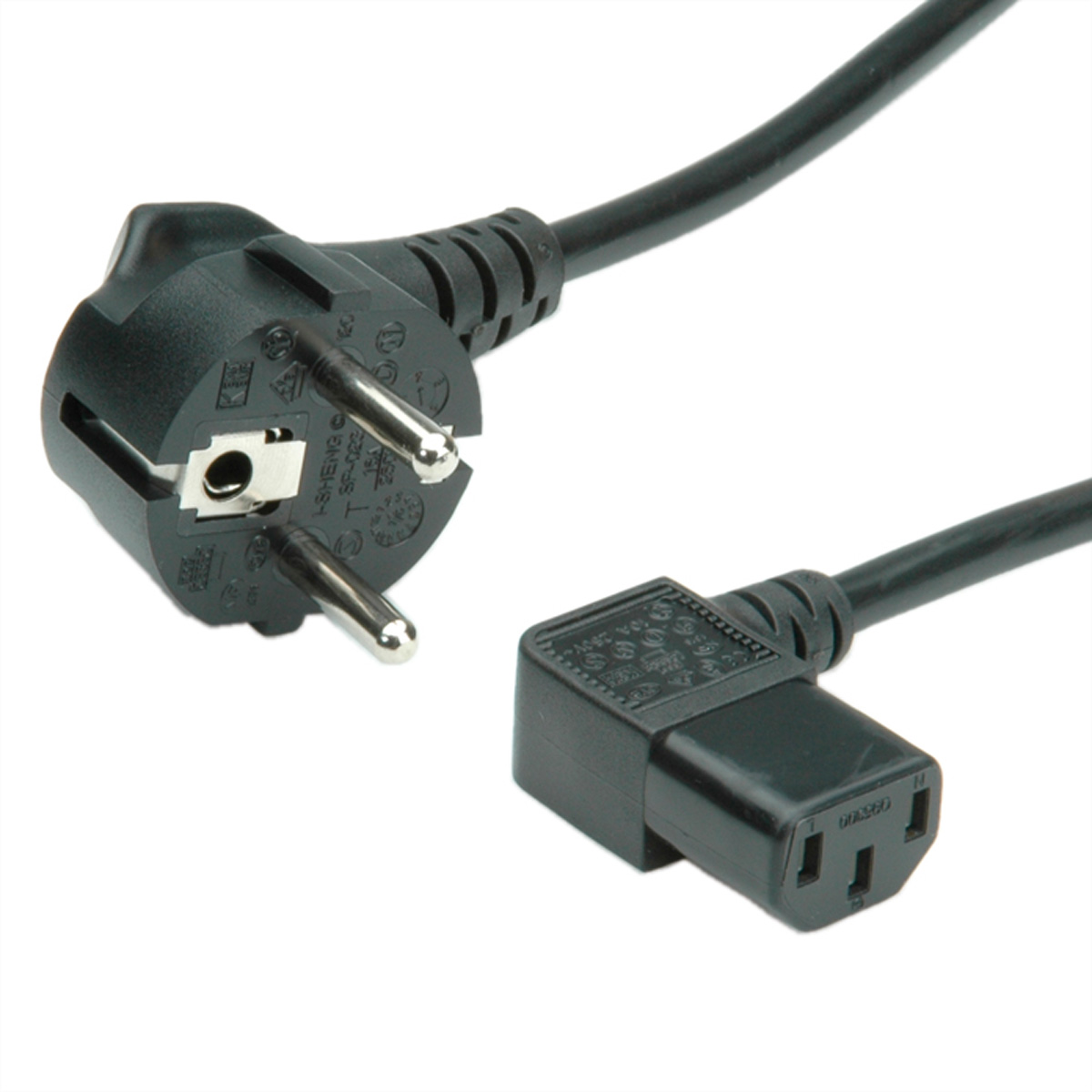 Roline Right Angle to IEC C13 Power Cable, 1.8 m