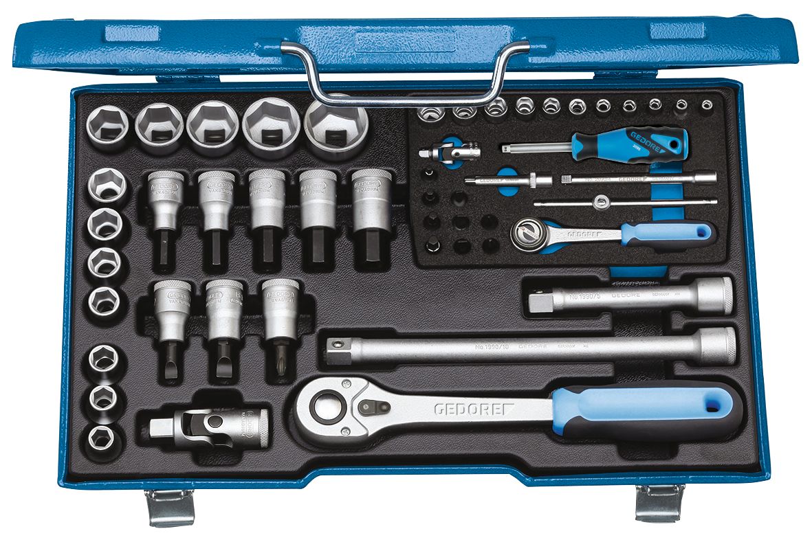 Gedore 50-Piece 1/2 in, 1/4 in Hexagon Socket Set