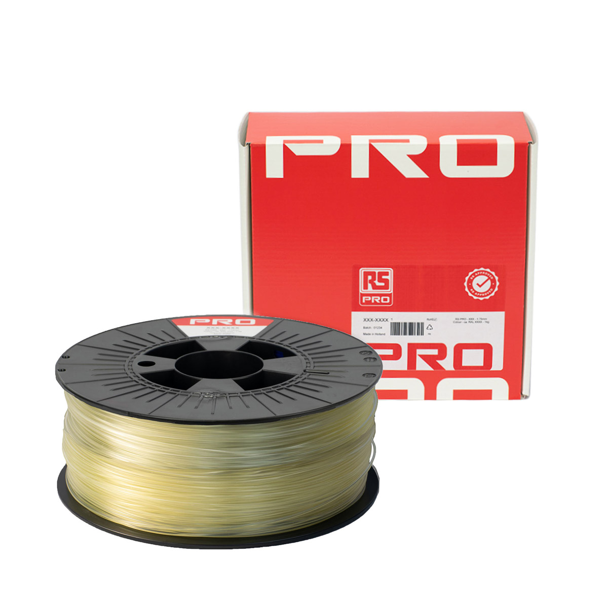 190-1942 RS PRO 1.75 mm Natural Polyvinyl Chloride 3D Printer Filament, 1 kg