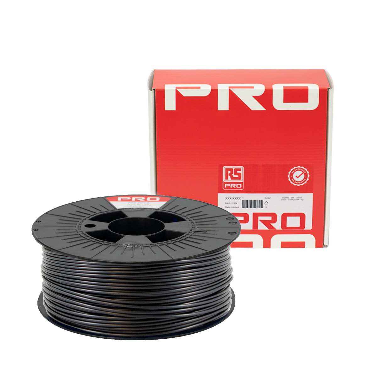 190-1947 RS PRO 2.85 mm Black FLEX 45 3D Printer Filament, 1 kg