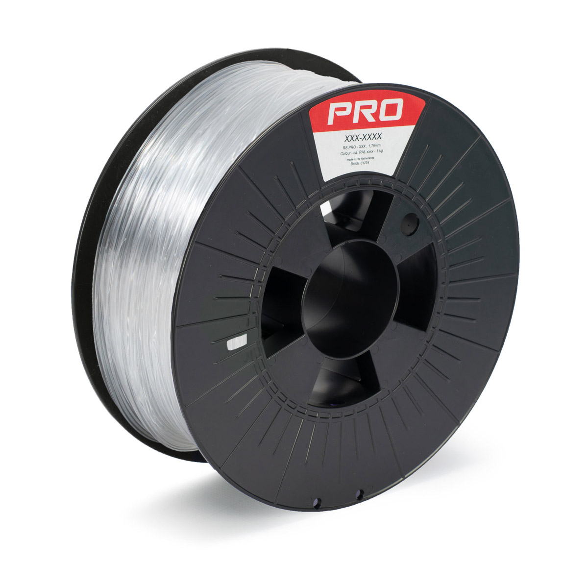 RS PRO 1.75 mm Transparent PET-G 3D Printer Filament, 1 kg