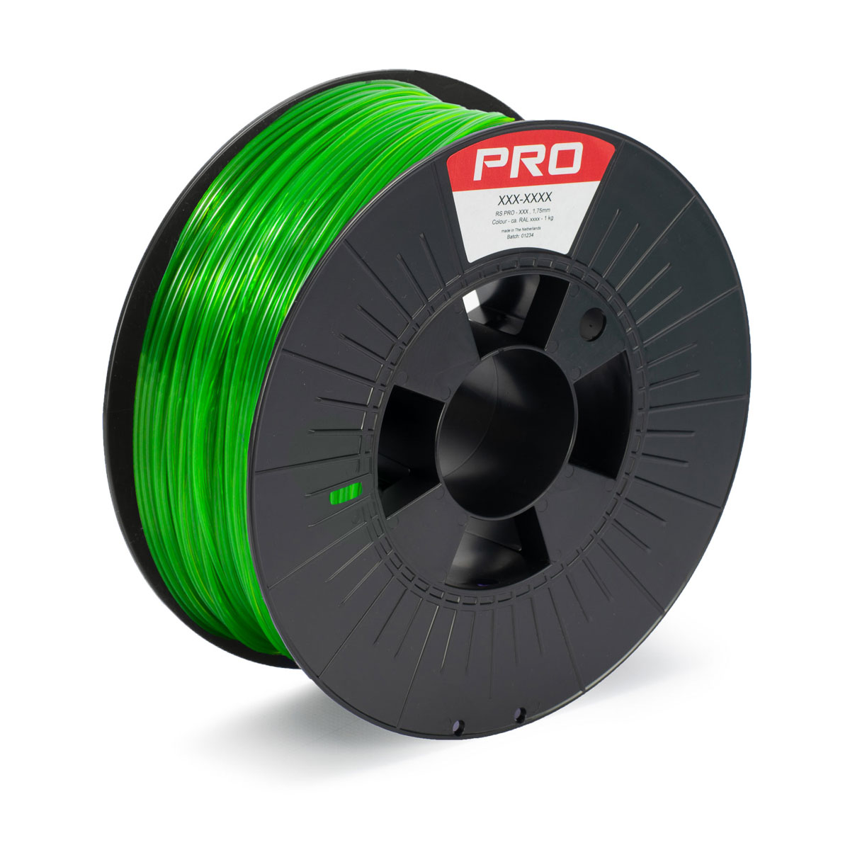 RS PRO 1.75 mm Translucent Green PET-G 3D Printer Filament, 1 kg