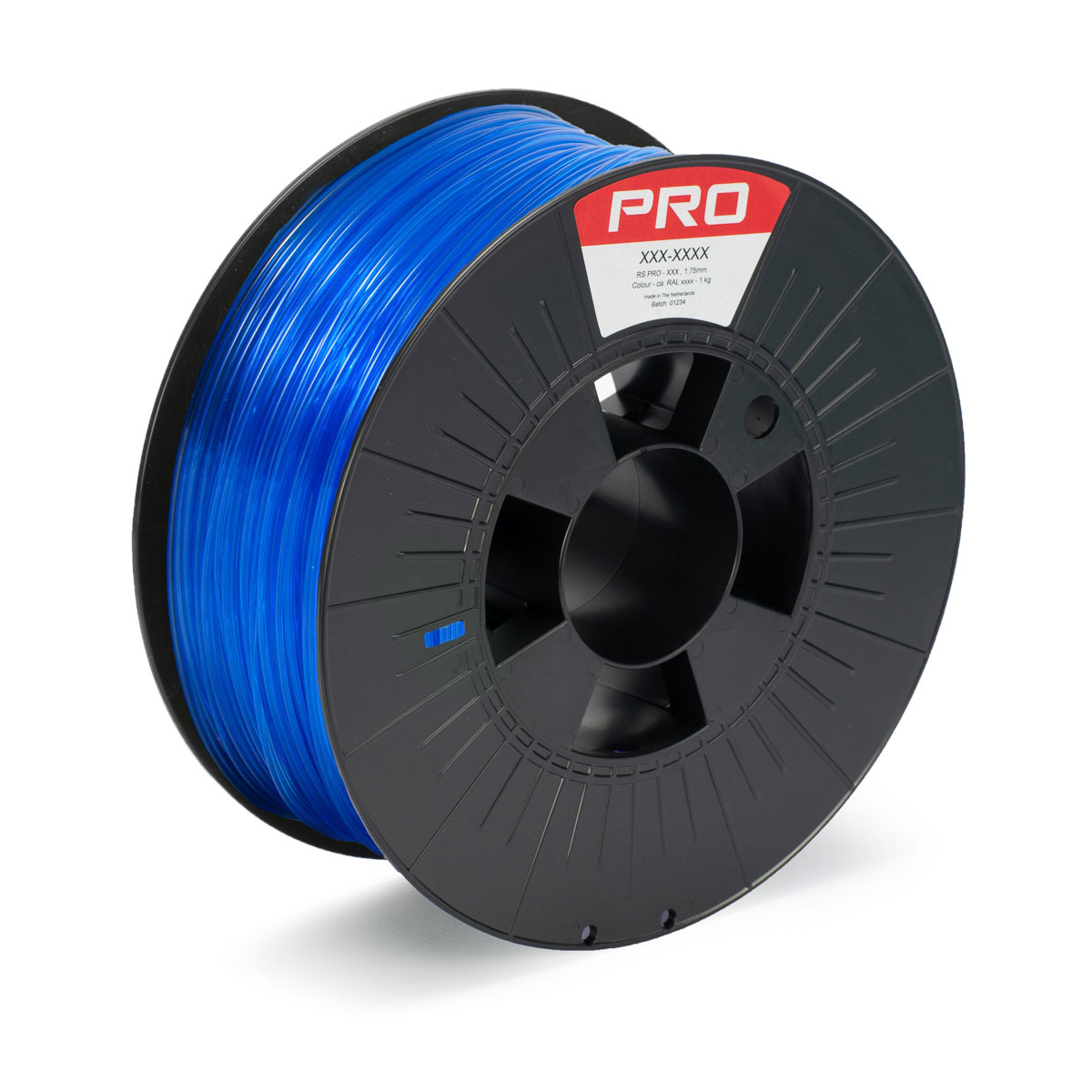 RS PRO 1.75 mm Translucent Blue PET-G 3D Printer Filament, 1 kg
