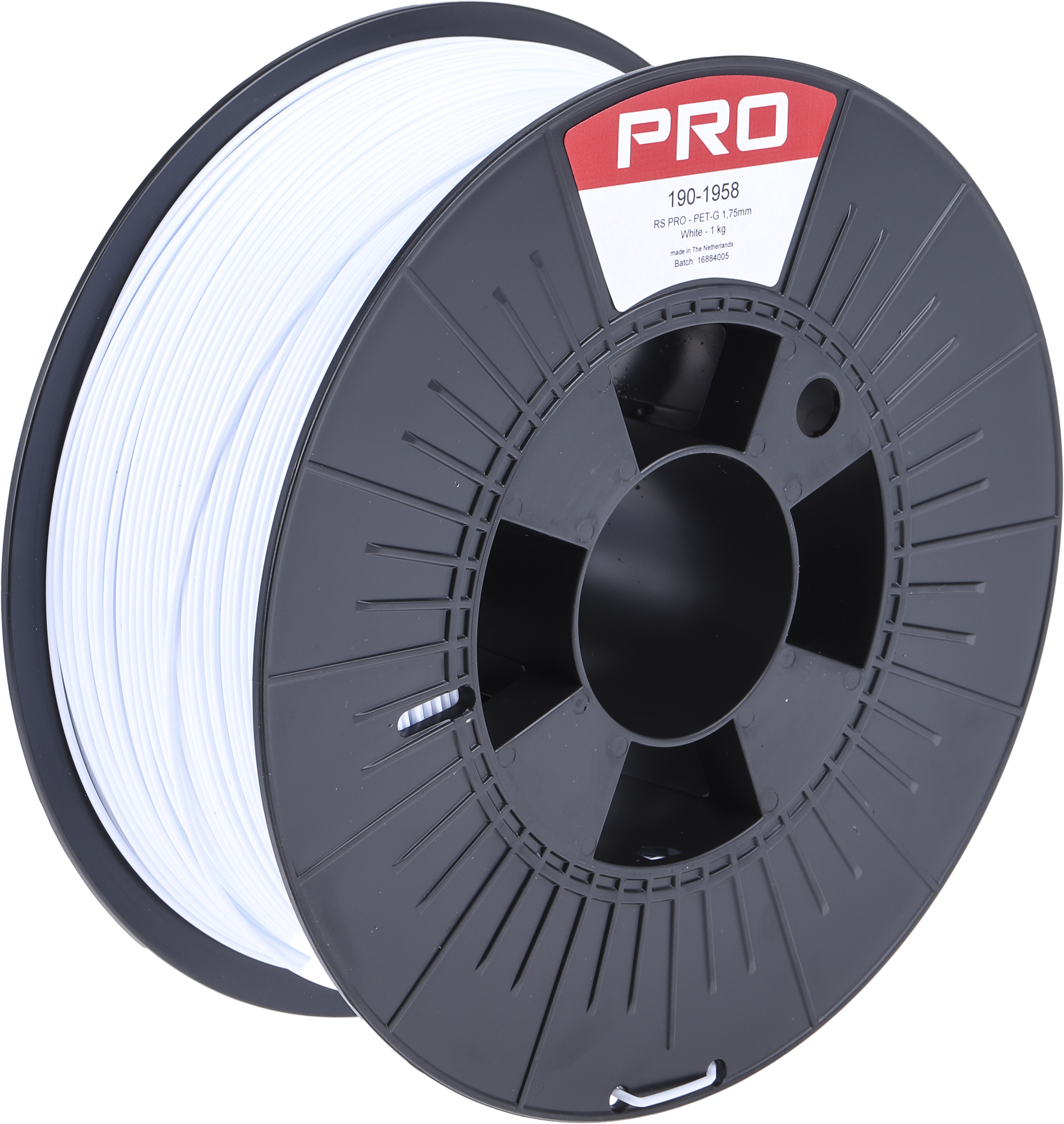 RS PRO 1.75 mm White PET-G 3D Printer Filament, 1 kg