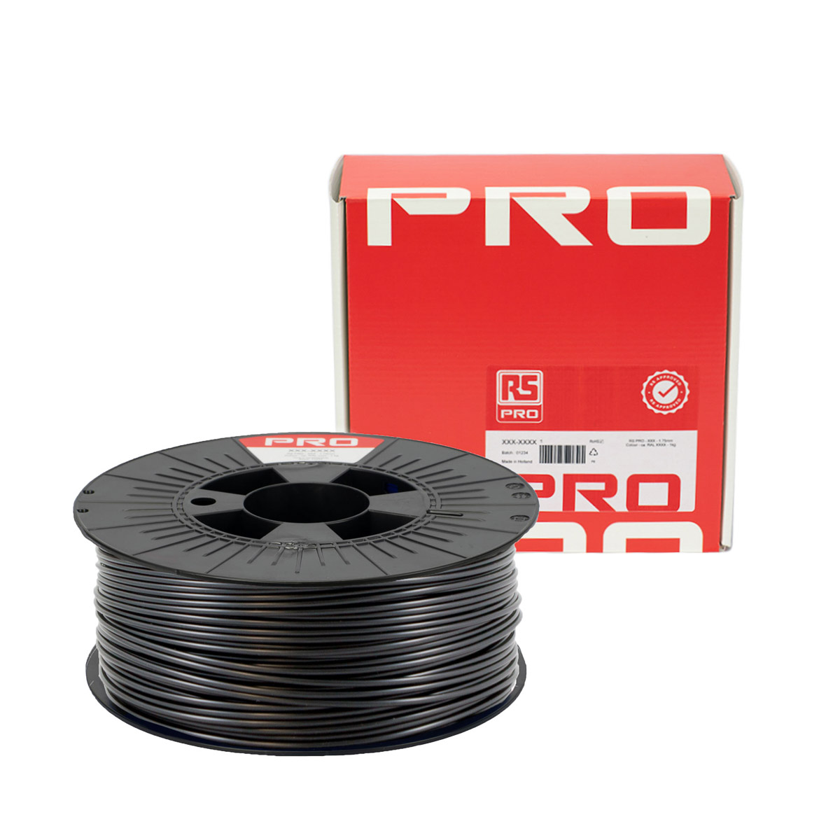 190-1961 RS PRO 2.85 mm Translucent Black PET-G 3D Printer Filament, 1 kg