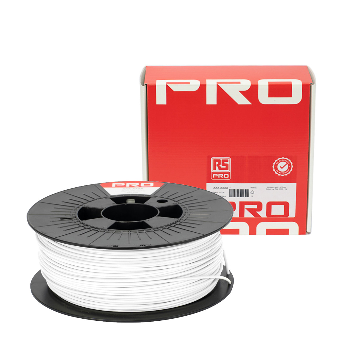 190-1962 RS PRO 2.85 mm White PET-G 3D Printer Filament, 1 kg