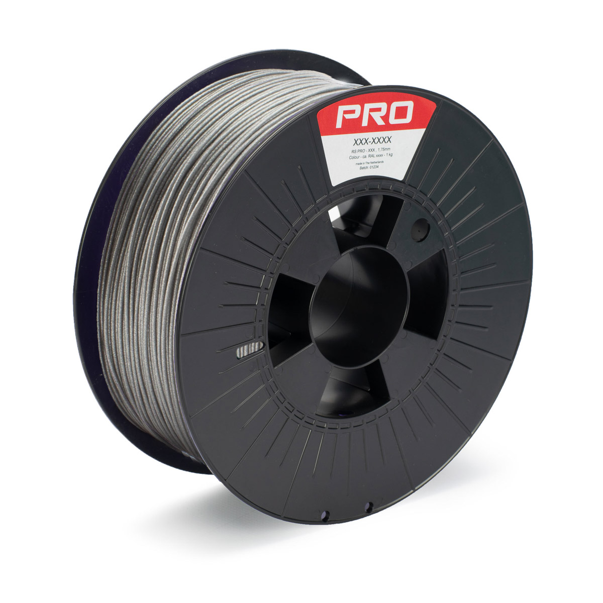 RS PRO 1.75 mm Silver PLA 3D Printer Filament, 1 kg