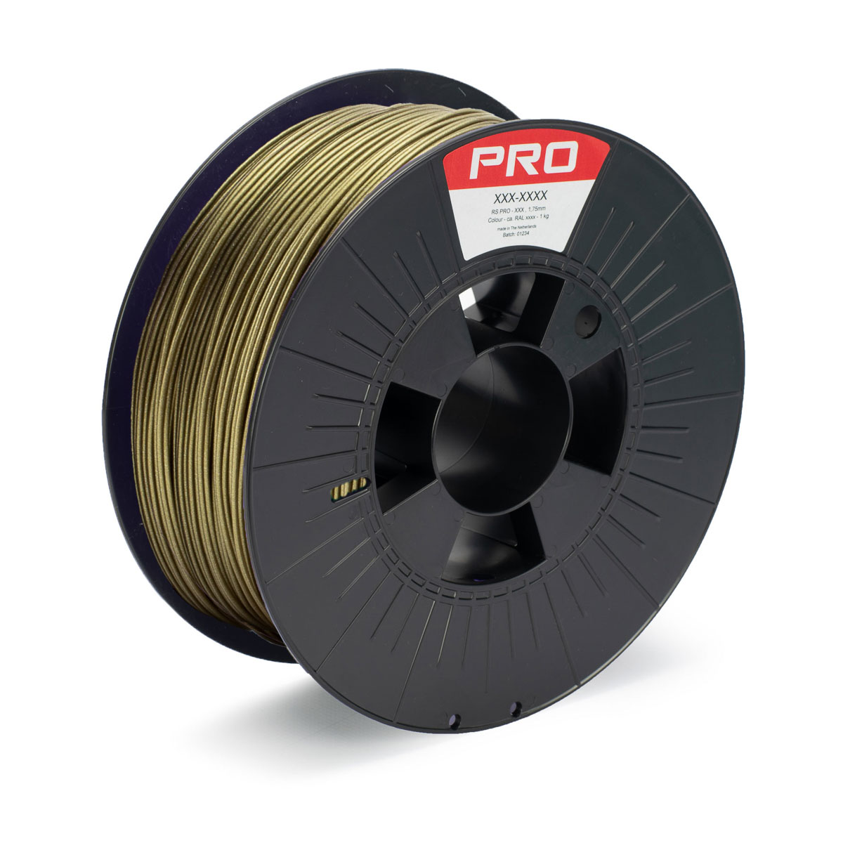 RS PRO 1.75 mm Gold PLA 3D Printer Filament, 1 kg